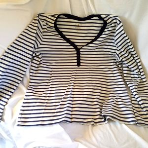 White Stag striped longsleeve v-neck blouse